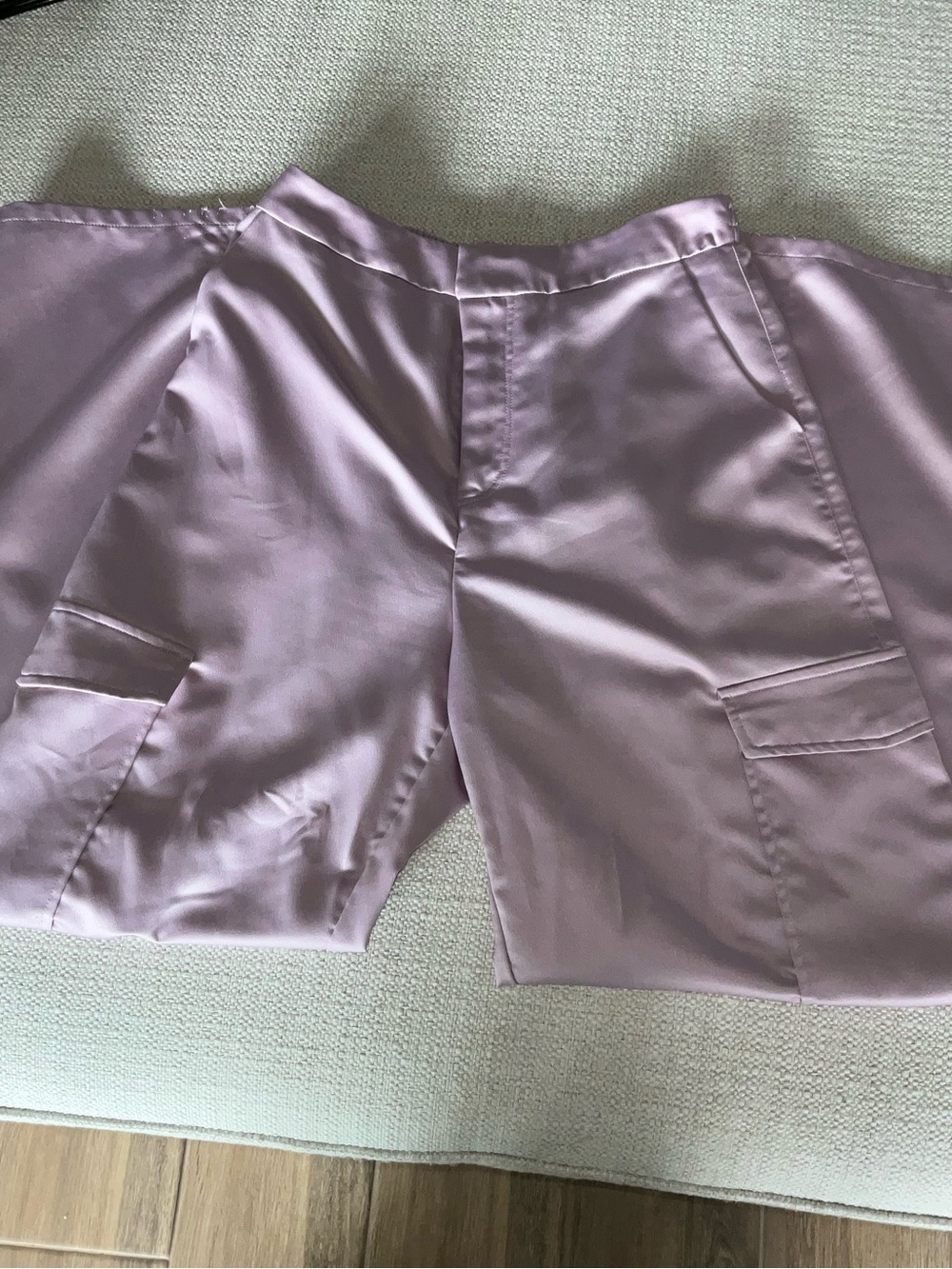 Silk Lavender Cargo Dress Pants